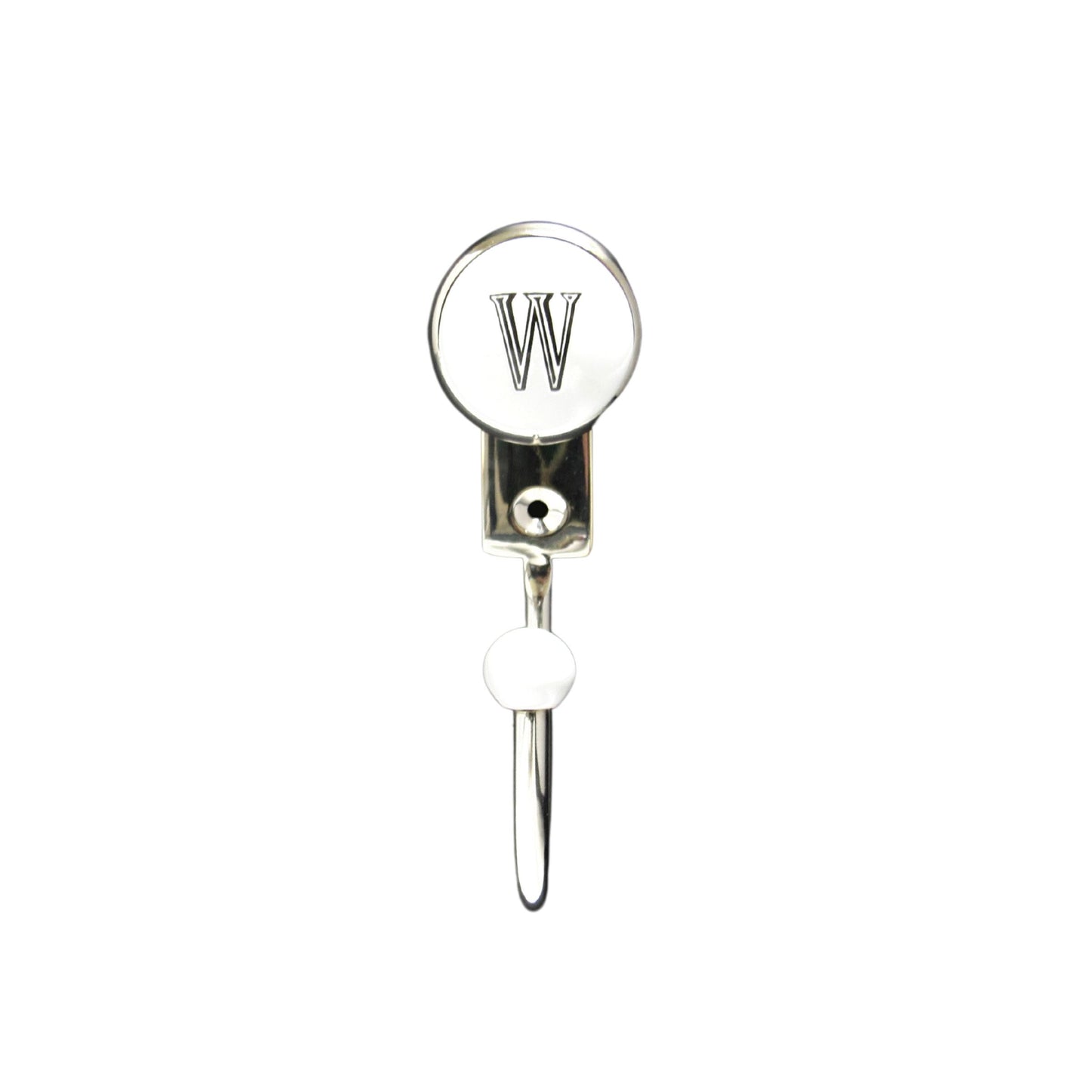 Alphabet Wall Hook Letter W Shiny Nickel