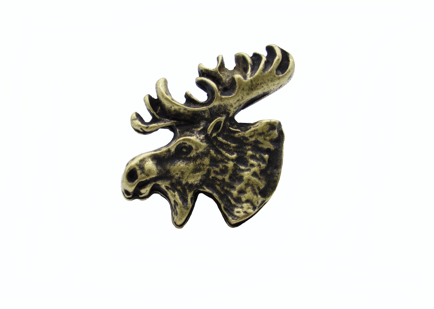 Moosehead Left Facing Brass Ox Cabinet Knob