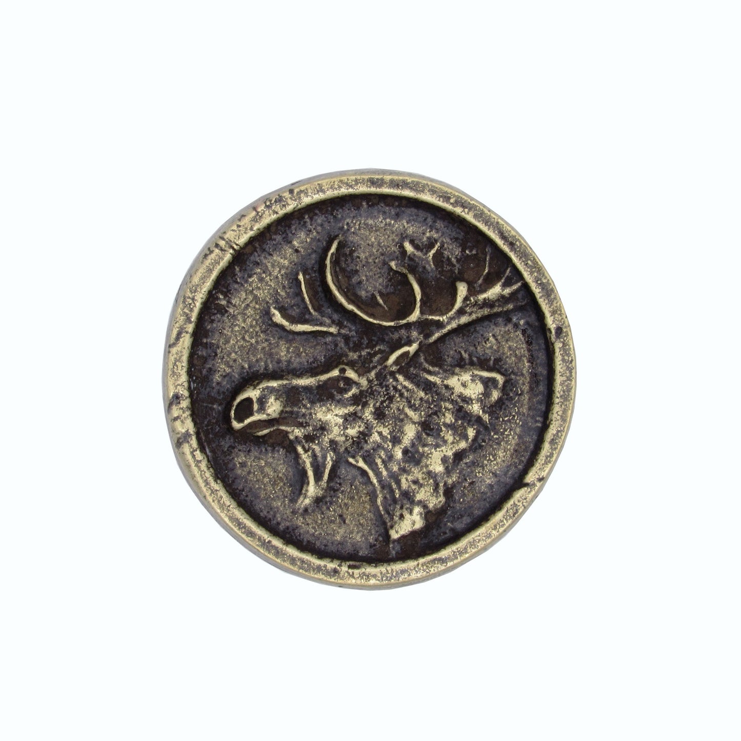 Moose Round Brass Ox Cabinet Knob