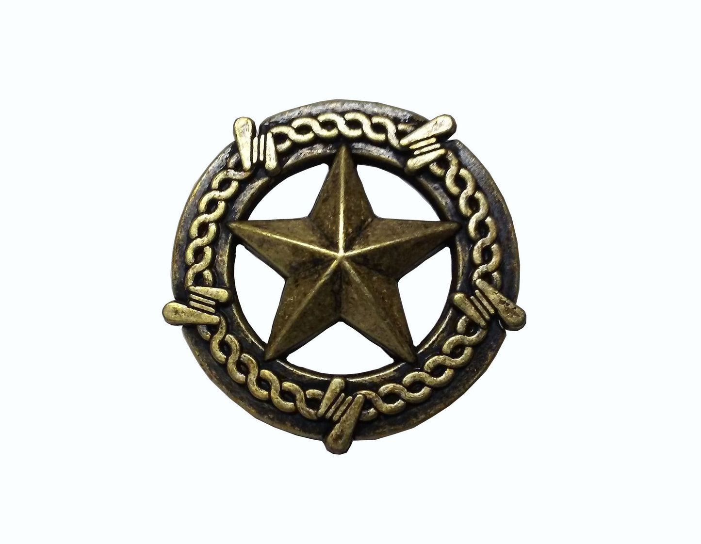 Star with Barbed Wire Brass Ox Cabinet Knob