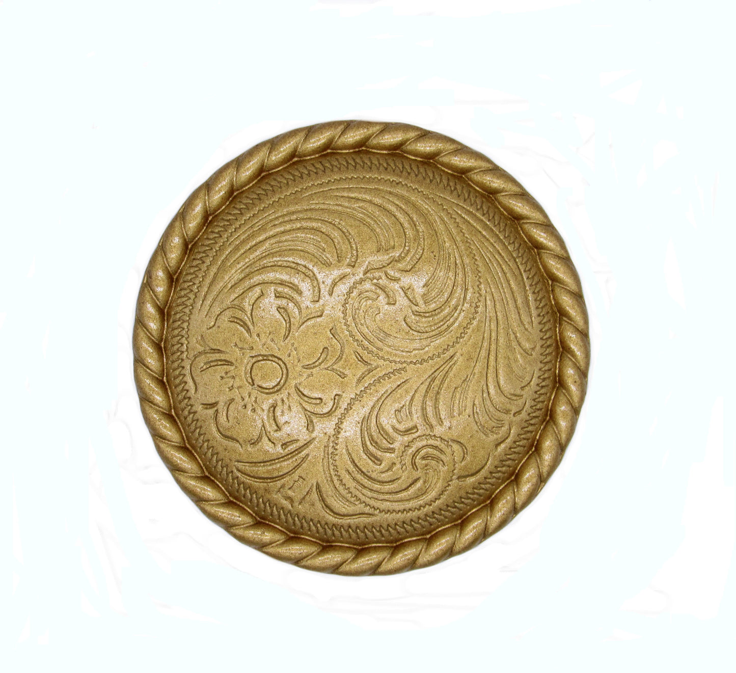 Engraved Flower Lux Gold Cabinet Knob