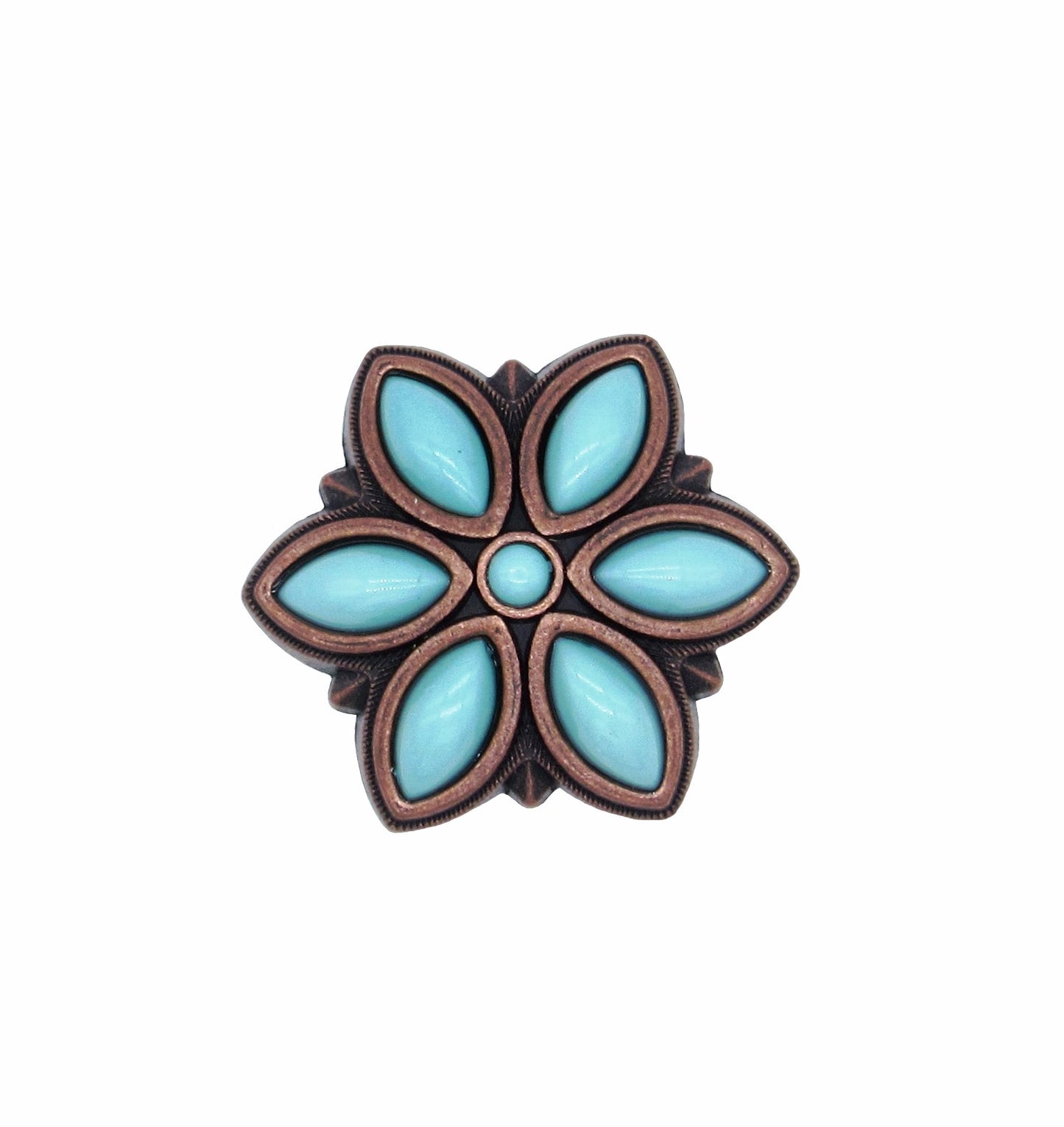 Turquoise Flower Satin Copper Ox Cabinet Knob