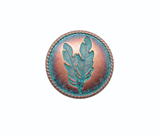 Double Feather Copper Patina Cabinet Knob