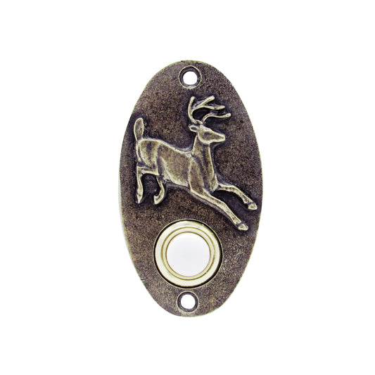 Oval Running Whitetail Brass Ox Doorbell