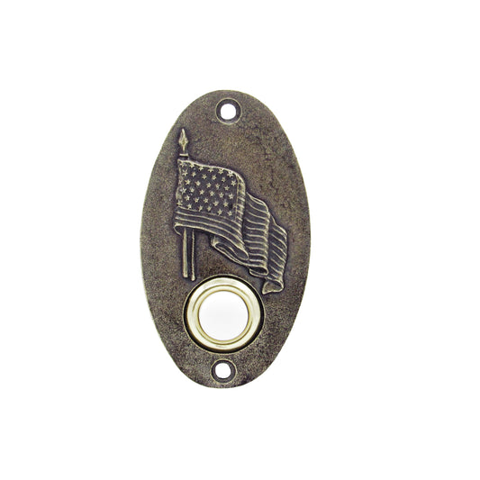 Oval Flag Brass Ox Doorbell