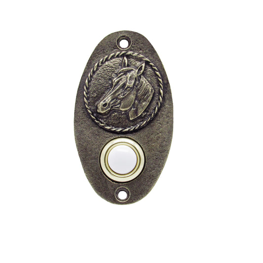 Oval Horse Head Brass Ox Doorbell