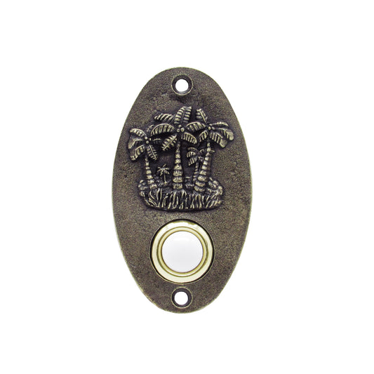 Oval Palm Trees Brass Ox Doorbell