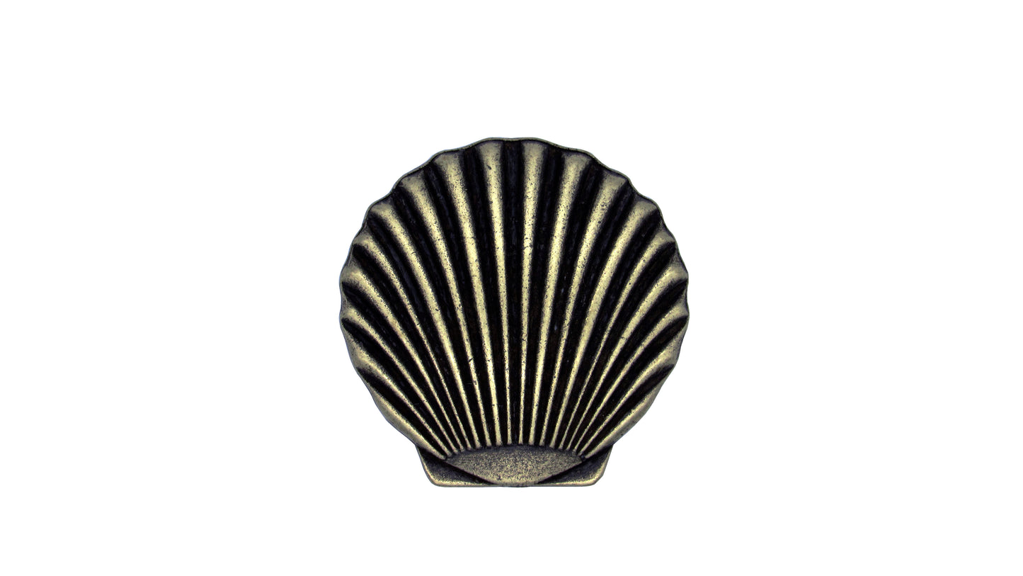 Scallop Seashell Brass Ox Cabinet Knob