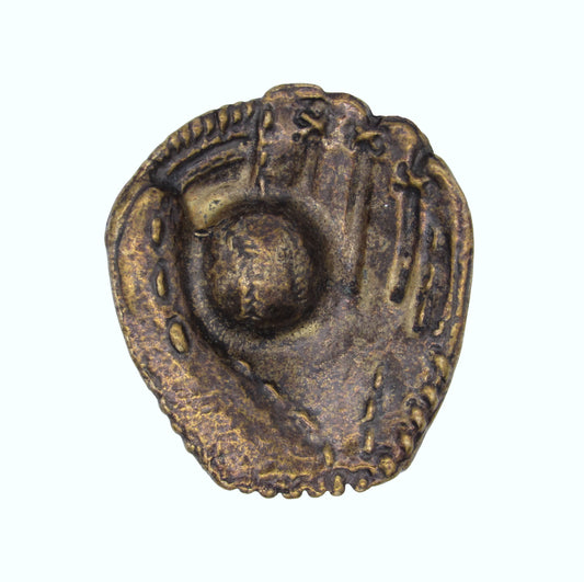 Baseball Glove with Ball Brass Ox Cabinet Knob