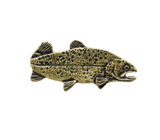 Trout Right Facing Brass Ox Cabinet Knob