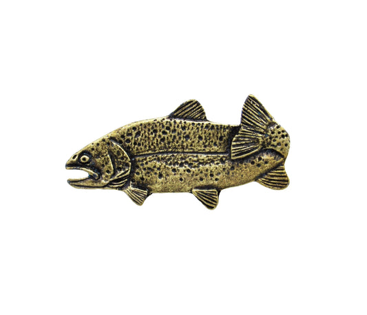 Trout Left Facing Brass Ox Cabinet Knob