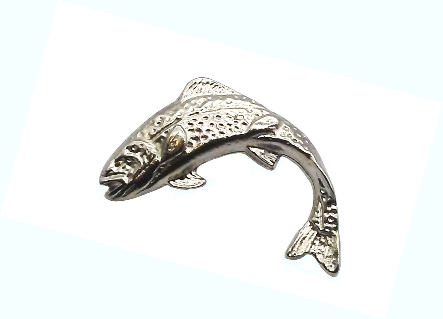 Jumping Trout Left Facing Nickel Cabinet Knob