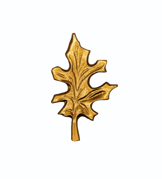 Oak Leaf Lux Gold Cabinet Knob