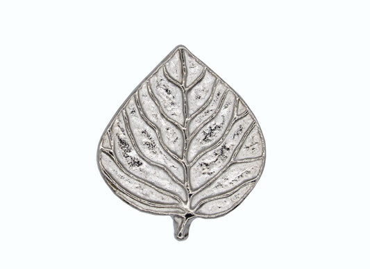 Aspen Leaf Nickel Cabinet Knob