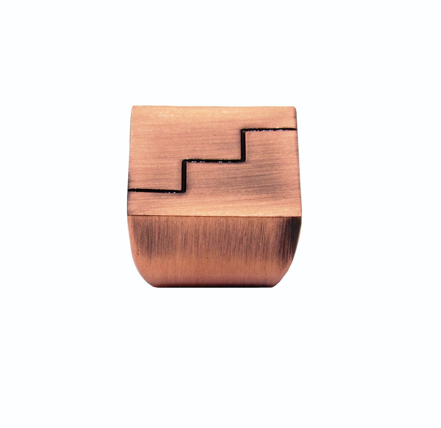 Geometric Square Zig-Zag Satin Copper Ox Cabinet Knob