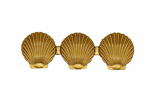 Triple Scallop Seashell 3-1/16-in Center to Center Lux Gold Cabinet Pull