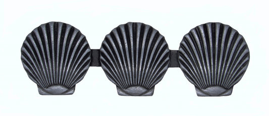 Triple Scallop Seashell 3-1/16-in Center to Center Pewer Ox Cabinet Pull