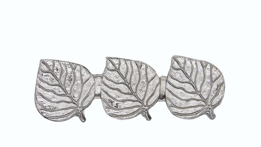 Triple Aspen Leaf 2-7/8-in Center to Center Nickel Cabinet Pull