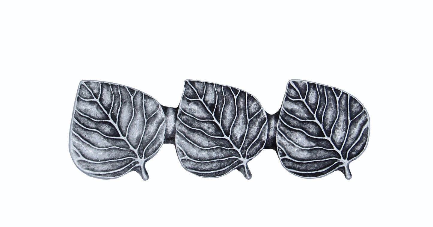 Triple Aspen Leaf 2-7/8-in Center to Center Pewter Ox Cabinet Pull