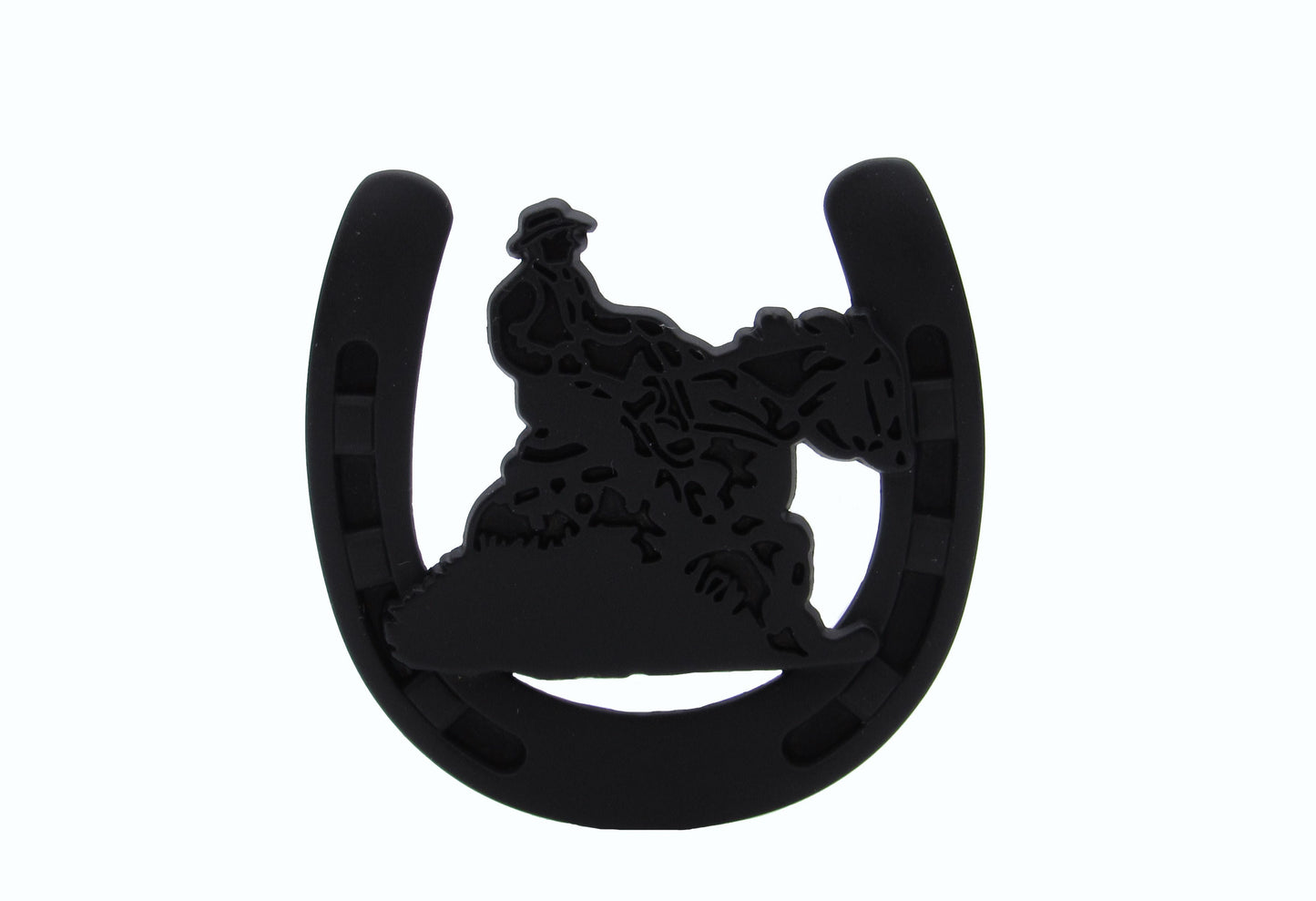 Riding Cowboy Horseshoe Matte Black Cabinet Knob