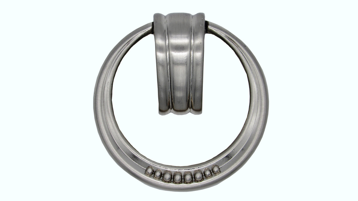 Beaded Elegance Satin Nickel Ring Cabinet Pull