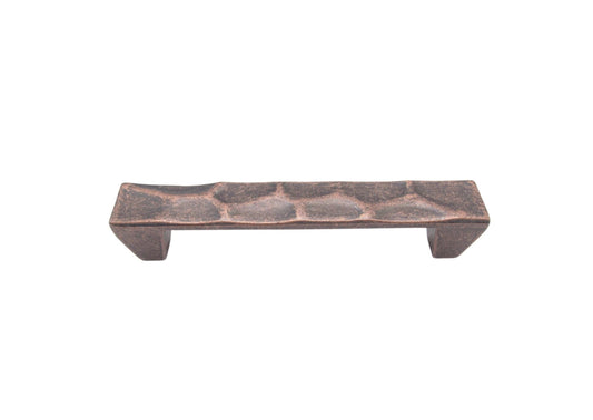 Small Hammered 3 13/16" Center to Center Copper Ox Cabinet Pull